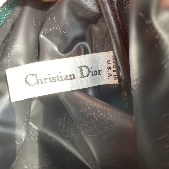 Vintage Dior Makeup Bag Clutch Green Polka Dots - Picture 5 of 10